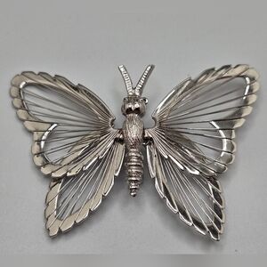 Monet Silver Tone Butterfly Brooch Vintage 1960s Collectible Elegant Timeless